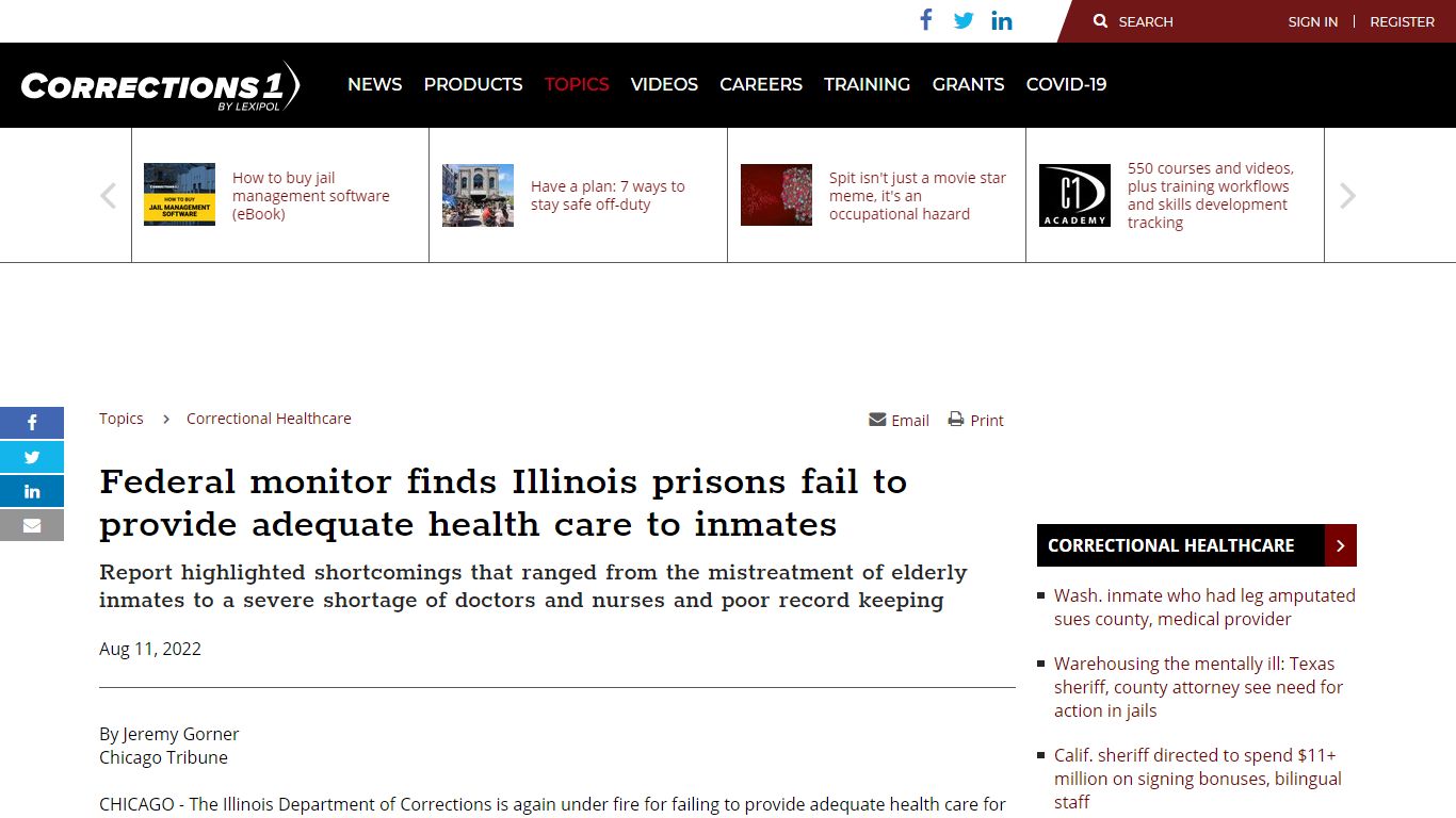 Federal monitor finds Illinois prisons fail to provide adequate health ...